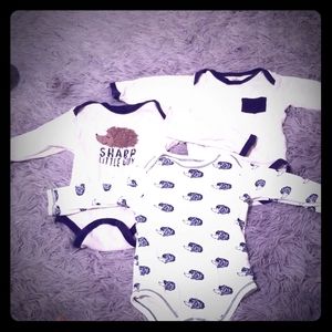 Three Organic Long-sleeved Bodysuits